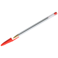 Ручка шариковая Officespace красная, 0.7мм, прозрачный корпус